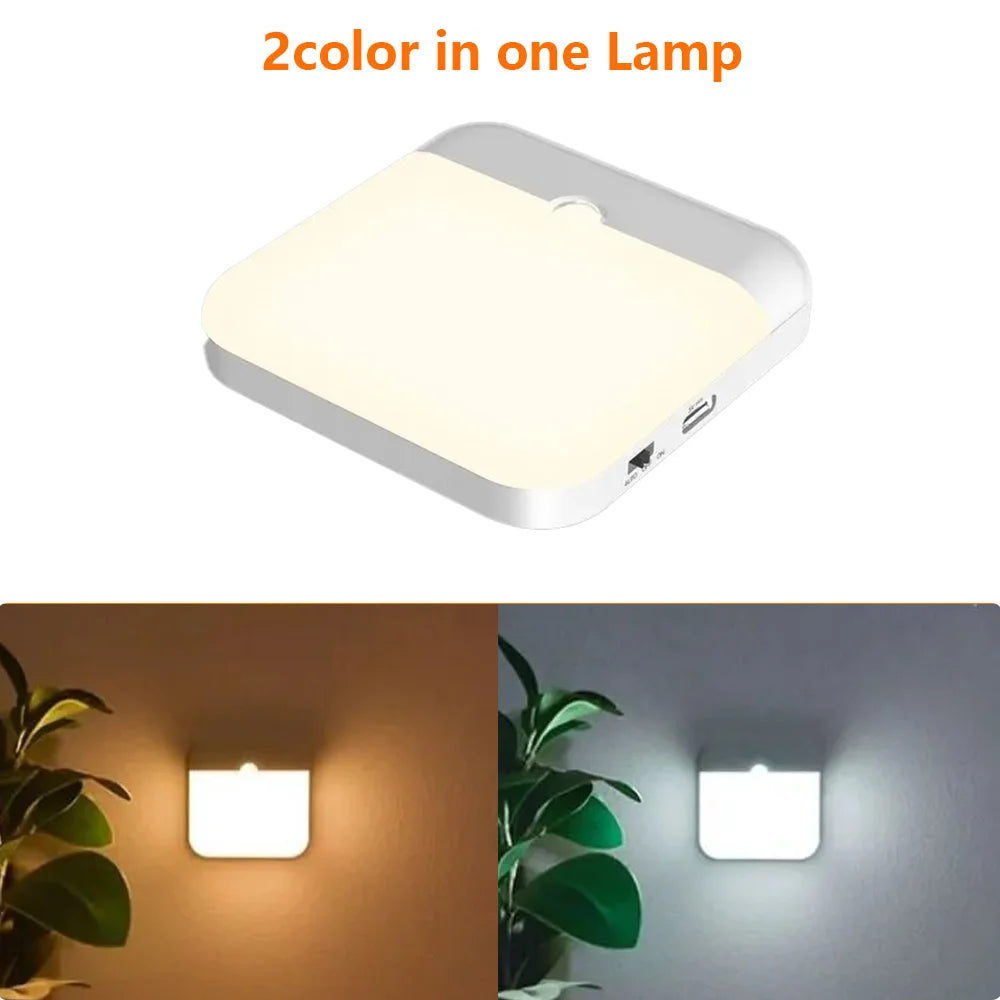 Prime Deal Zone motion sensor LED square light with USB Type-C charging, ideal for bedrooms, kitchens, hallways, and wardrobes.