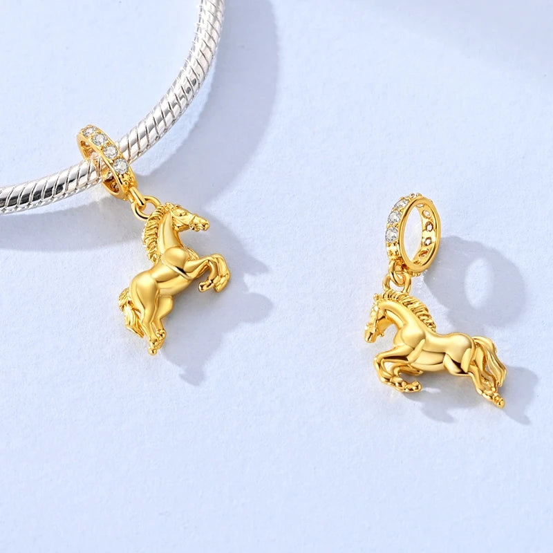 925 sterling silver gold-tone charm beads, crosses and bows - view 17