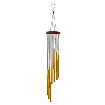 Aluminum alloy wind chimes set with 12 tubes, gold and silver bells, hanging on a hook for outdoor home, wedding, or party decor
