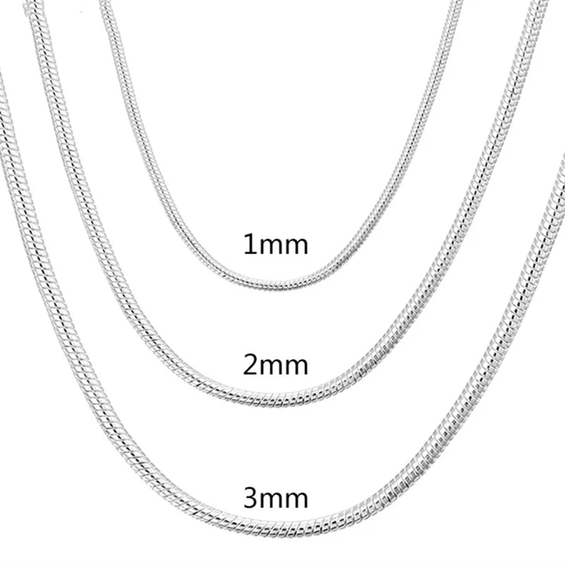 925 sterling silver solid snake chain necklace