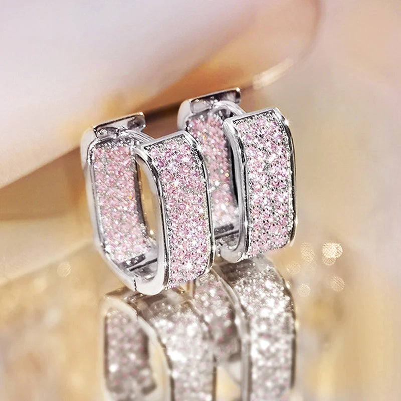 pave CZ hoop earrings, silver and gold tone - view 16