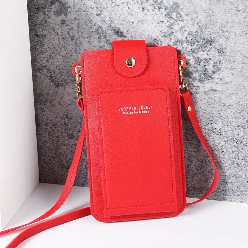 Prime Deal Zone 2024 women's solid color shoulder bag with mobile phone pocket and card wallet, stylish and simple design.