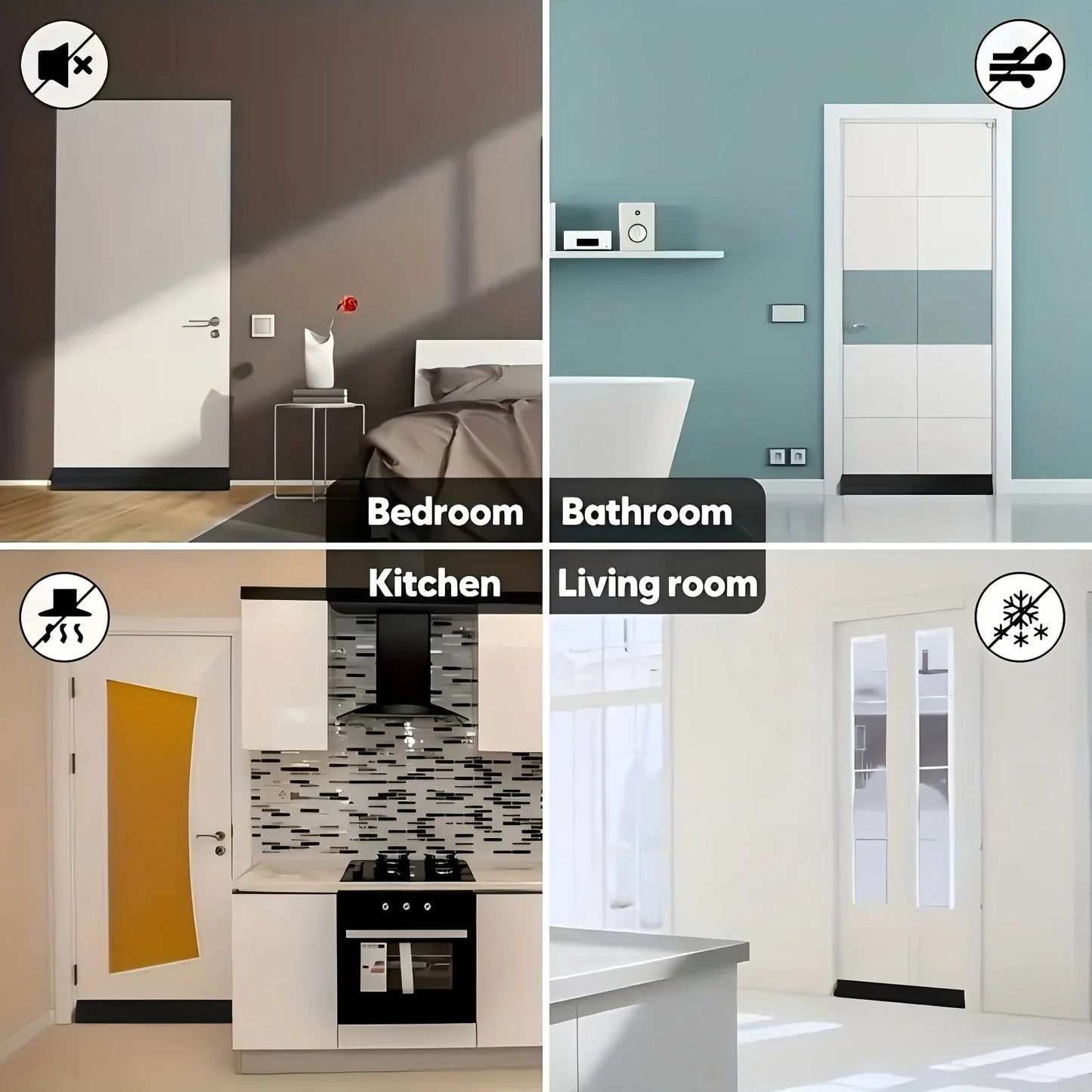 Prime Deal Zone door draft stopper with adjustable foam weatherstrip blocking gaps and preventing cold air under doors.