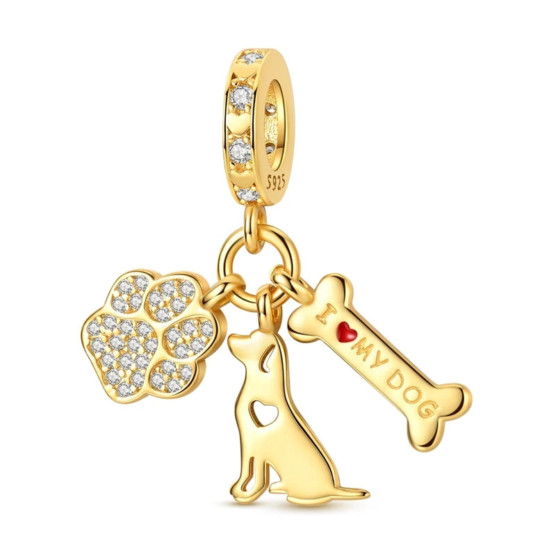 925 Sterling Silver Gold-Tone Charm Beads — Crosses, Bows & Mixed Designs