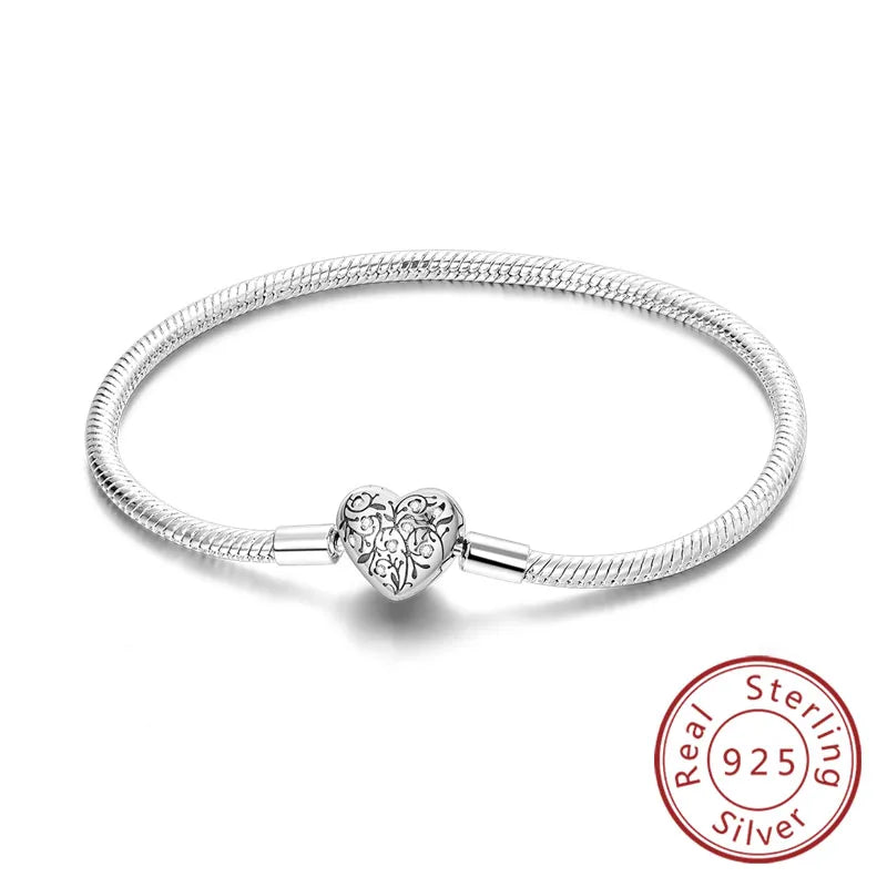925 Sterling Silver Charm Bracelet — Pavé Zirconia, 17–20cm