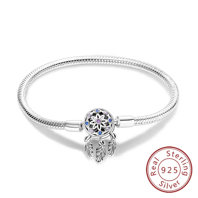 925 Sterling Silver Charm Bracelet — Pavé Zirconia, 17–20cm