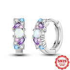 925 Sterling Silver Butterfly & Hoop Earrings — Coloured Zircon Accents