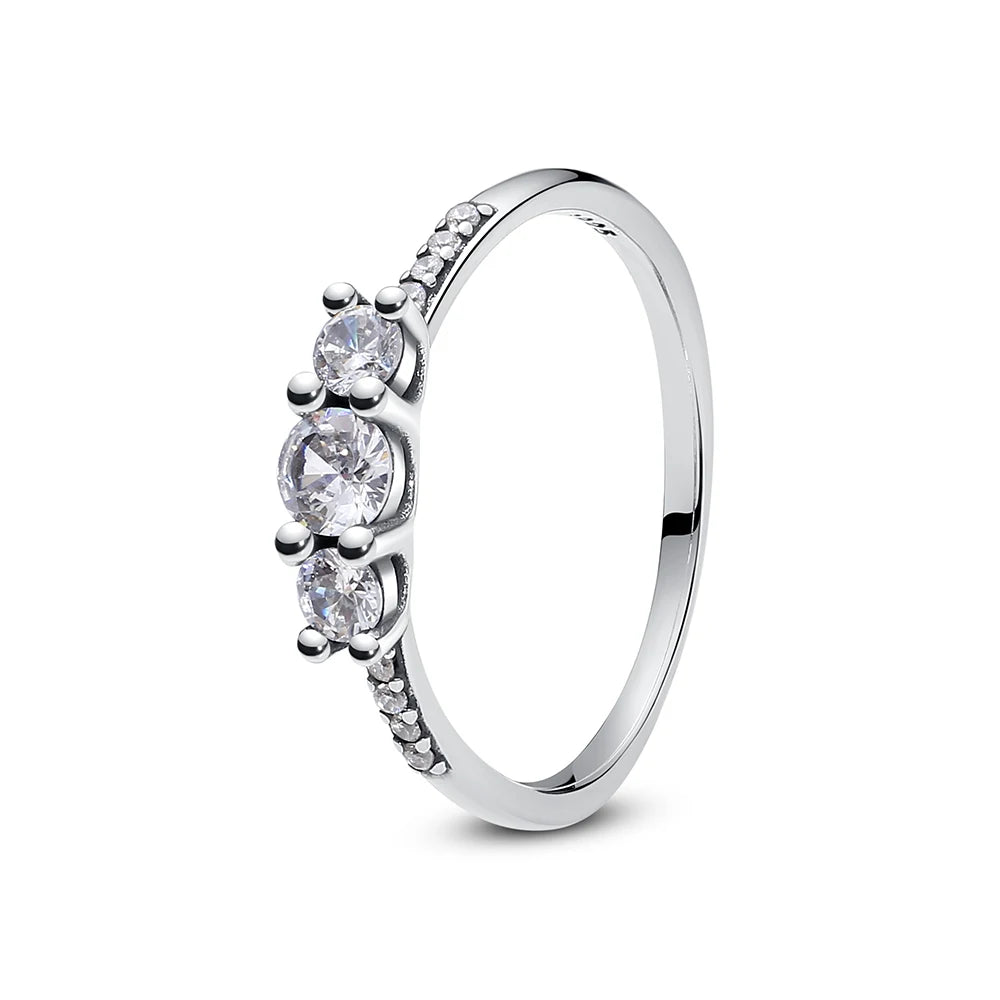 925 Sterling Silver Crown Heart Ring with Zircon