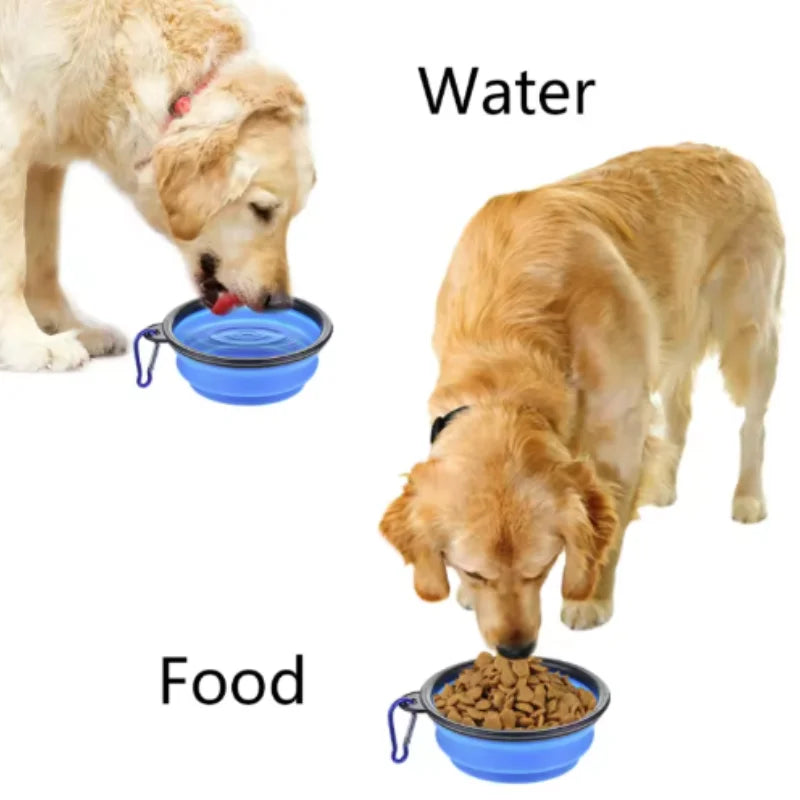 Prime Deal Zone collapsible TPR pet food and water bowl for cats and dogs, portable outdoor travel bowl, flexible silicone design