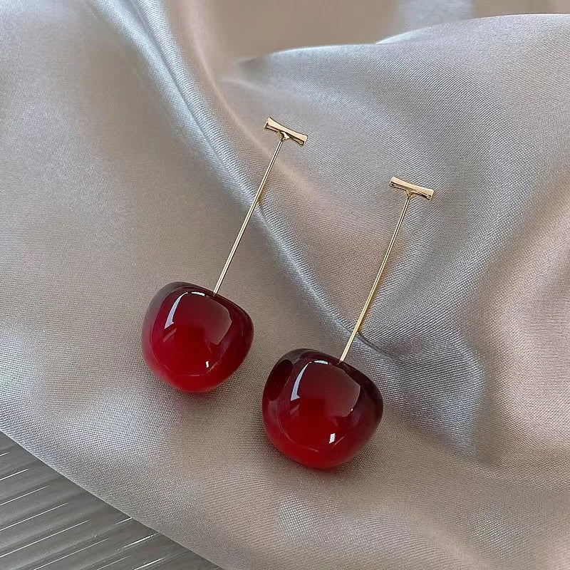 sweet cherry drop dangle earrings, fruit design - view 6