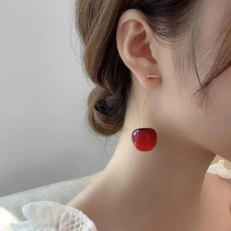 sweet cherry drop dangle earrings, fruit design - view 8