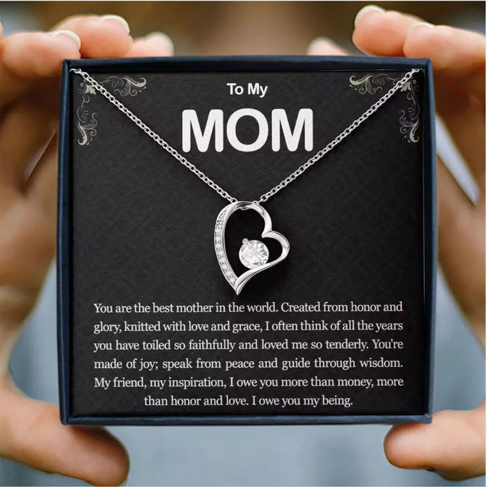 Elegant heart pendant necklace by Prime Deal Zone, perfect for Mother's Day or birthday, displayed with gift box.