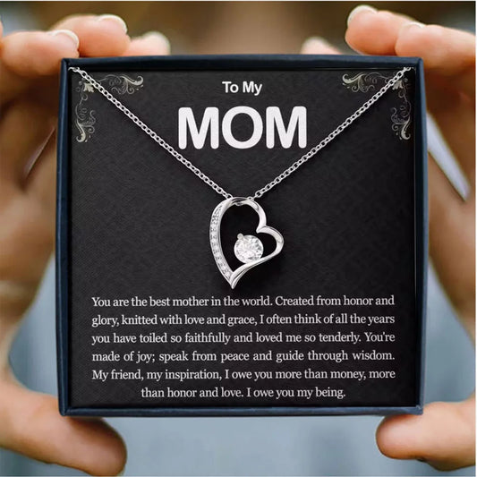 Elegant heart pendant necklace by Prime Deal Zone, perfect for Mother's Day or birthday, displayed with gift box.