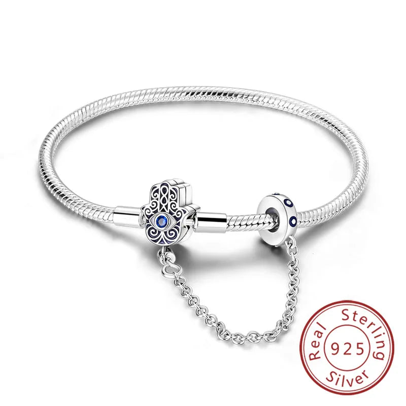 925 Sterling Silver Charm Bracelet — Pavé Zirconia, 17–20cm