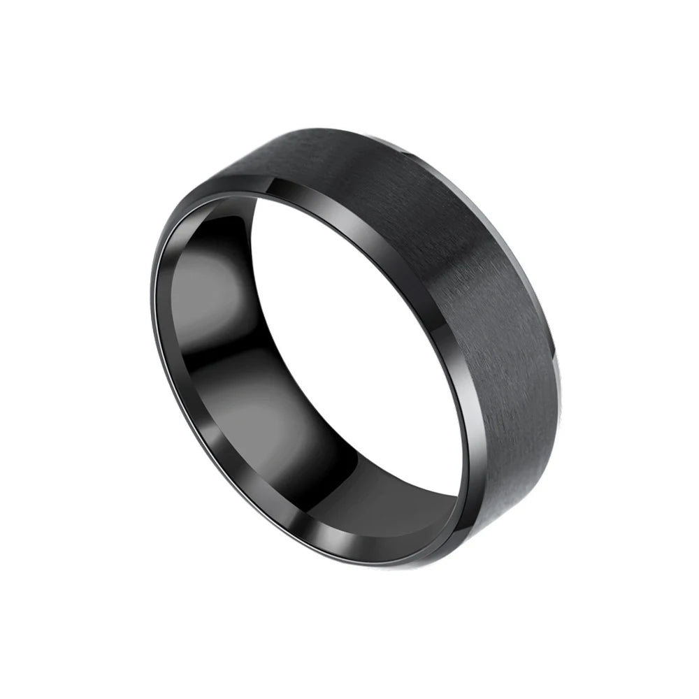 stainless steel 8mm black matte groove wedding band - view 16