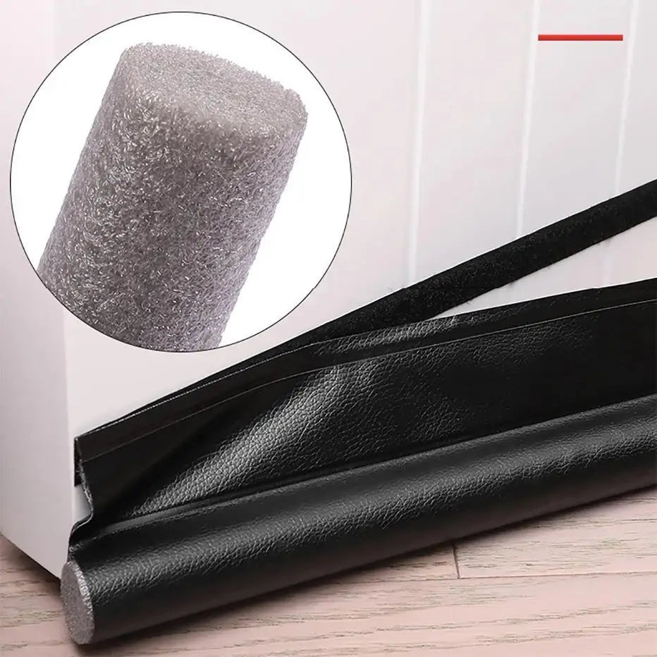 Prime Deal Zone adjustable door draft stopper with foam weatherstrip blocking cold air under the door.
