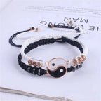 yin yang couple bracelet set, black and white rope - view 9