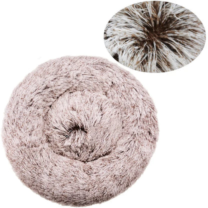 Soft round pet bed in six sizes for large dogs and cats, plush and warm, perfect for winter sleeping by Prime Deal Zone.