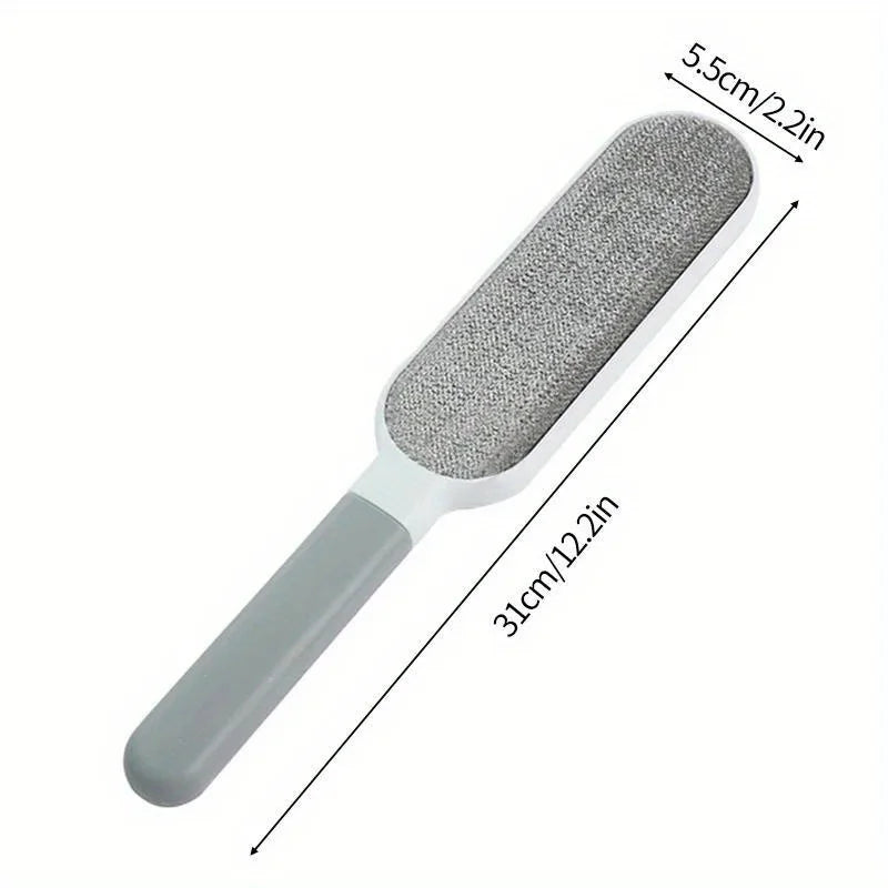 Double-sided Prime Deal Zone pet hair remover lint brush with electrostatic sticky surface for cat hair on clothing, sofa, and furniture.