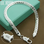 925 sterling silver flat chain bracelet, lobster clasp - view 1