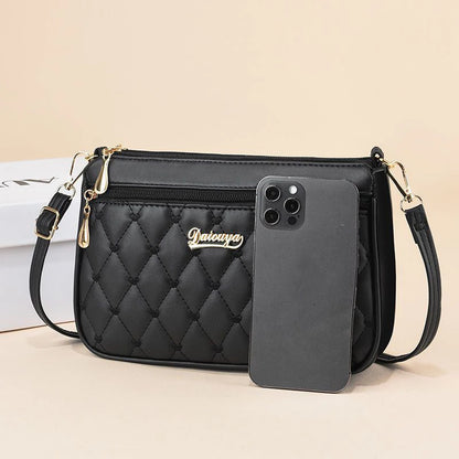 Leather embroidery messenger bag for women, stylish hand-held handbag with floral details by Prime Deal Zone.