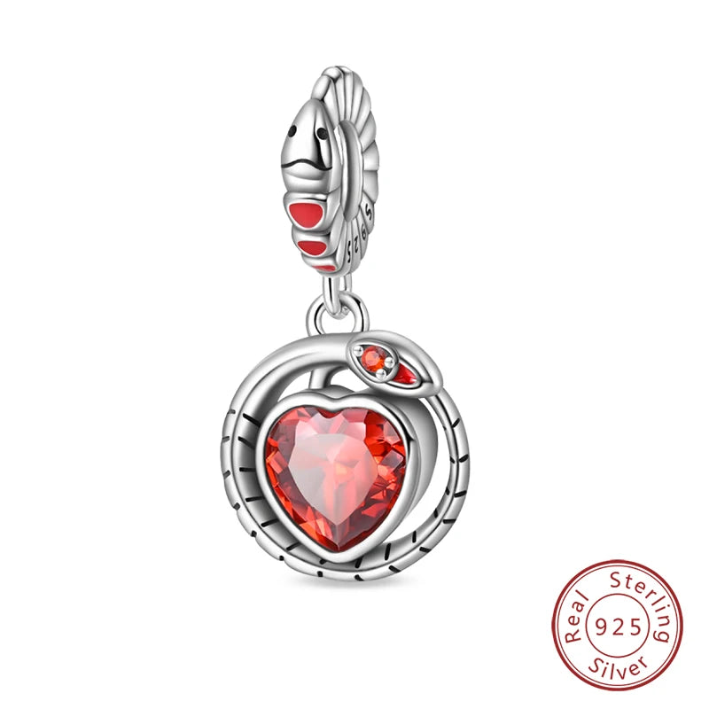 925 Sterling Silver Red Wine & Chili Charm Beads