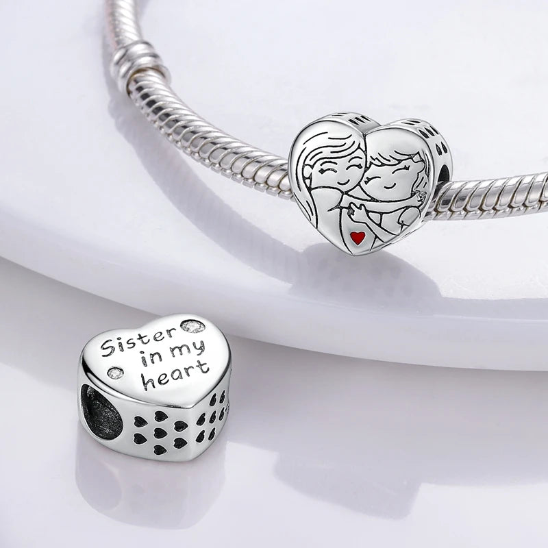 925 sterling silver charm beads, hearts and sweet love designs - view 14