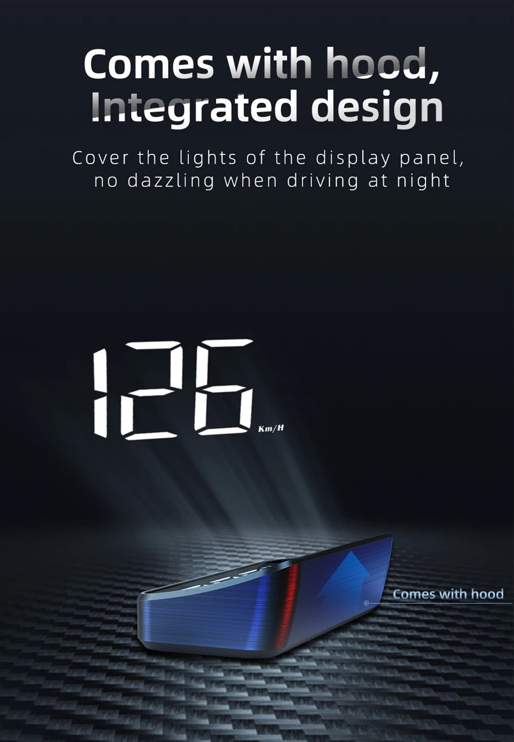 Prime Deal Zone HD Car Head Up Display M2 showing GPS speedometer and digital speed readout projected on windshield.