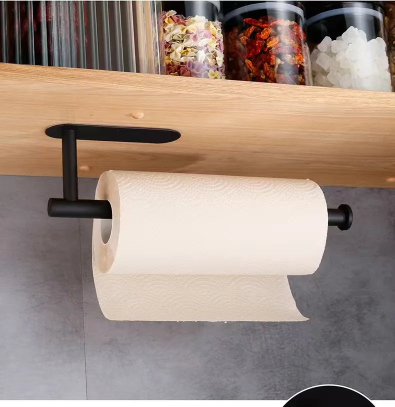 Prime Deal Zone kitchen paper towel holder with adhesive tissue hanger for bathroom or cabinet storage, mounted on a wall.