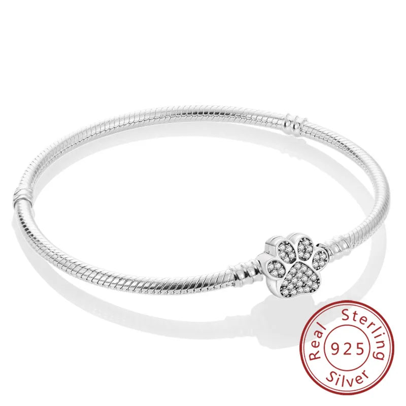 925 Sterling Silver Charm Bracelet — Pavé Zirconia, 17–20cm