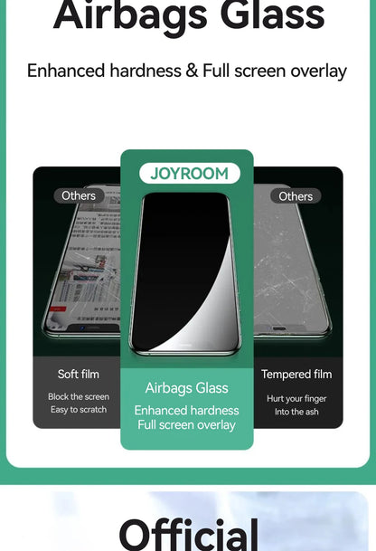 Joyroom 3/2/1PCS HD tempered glass screen protector for iPhone 17, 16, 15 Pro Max, full-screen protection, clear and durable.