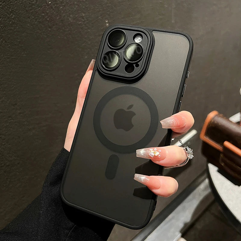 Prime Deal Zone luxury matte armor case for iPhone with MagSafe, shockproof magnetic wireless charging cover for iPhone 11-17.