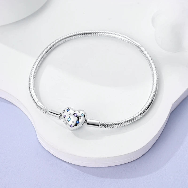 925 sterling silver heart zircon snake chain bracelet - view 4