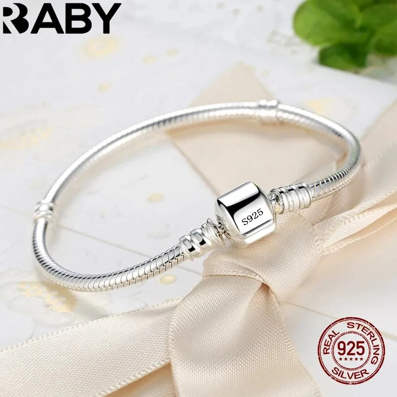 925 sterling silver snake chain bracelet, slim - view 1