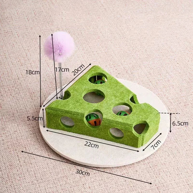 Prime Deal Zone pet cat puzzle maze toy with felt box, holes, bell ball, and kitten playing accessories for interactive feline fun.