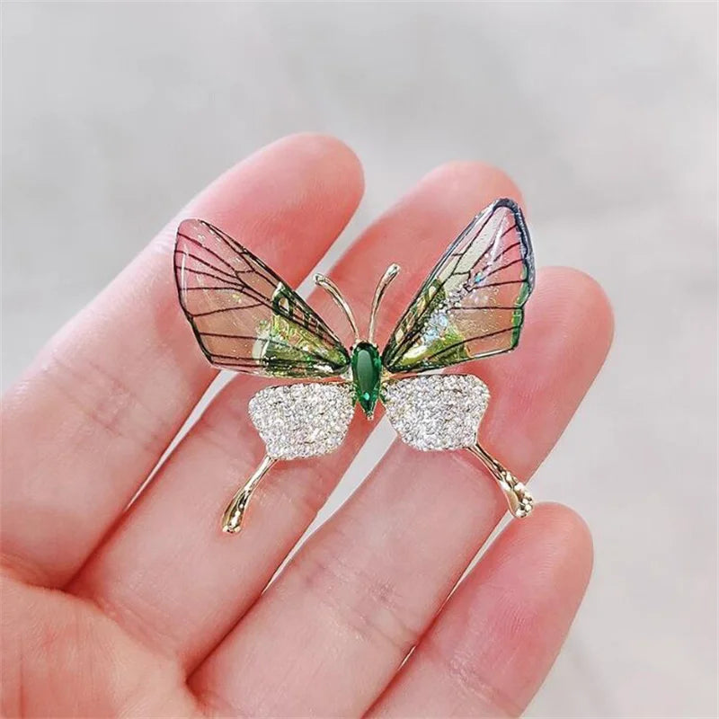 rhinestone and pearl butterfly bee brooch - view 2