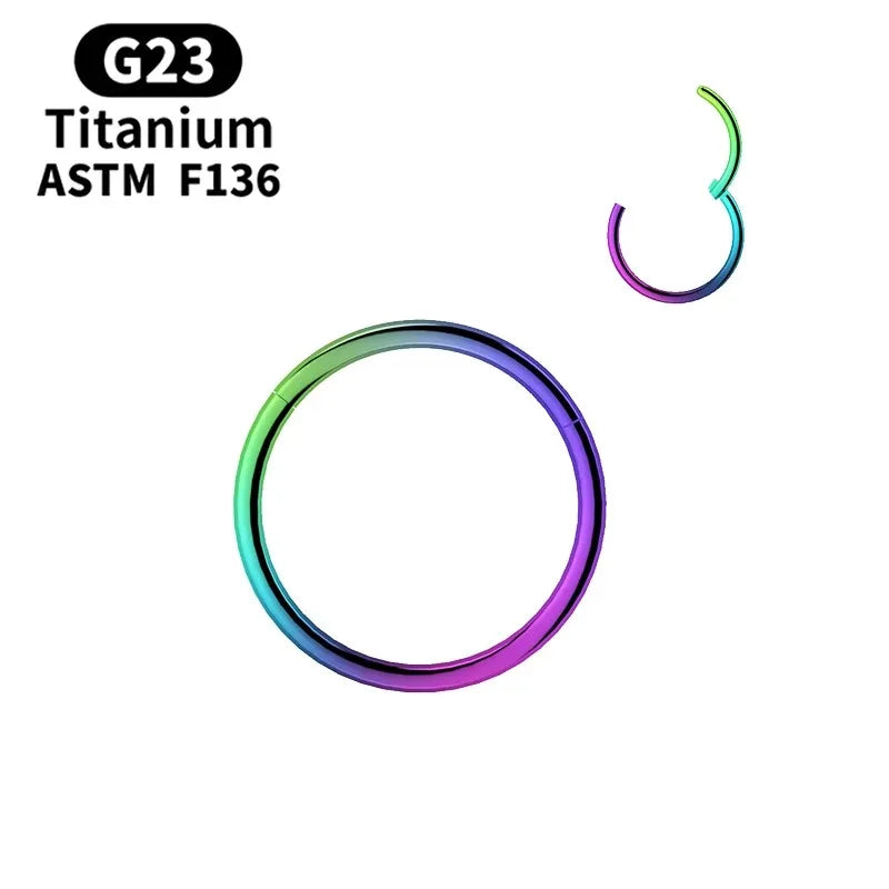 G23 titanium hinged hoop ring, nose cartilage and lip piercing - view 5