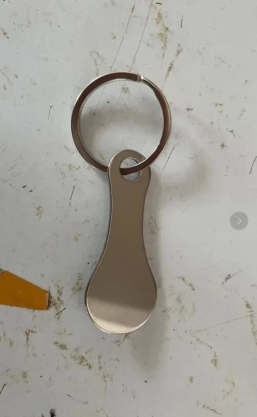Stainless steel shopping cart token keychain with key hook, portable and durable for daily use by Prime Deal Zone.