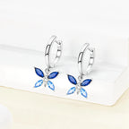 925 Sterling Silver Butterfly & Hoop Earrings — Coloured Zircon Accents