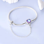 925 Sterling Silver Heart Zircon Snake Chain Bracelet — Multiple Designs, 17–20cm