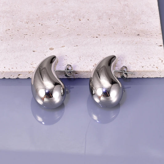 Stainless steel hollow earrings by Prime Deal Zone featuring a sleek, elegant design for women's cross-border fashion jewelry.