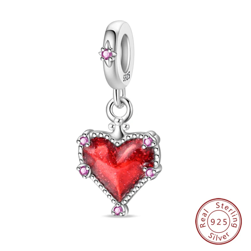 925 Sterling Silver Red Wine & Chili Charm Beads
