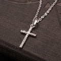 zircon cross pendant necklace, unisex hip hop chain - view 1