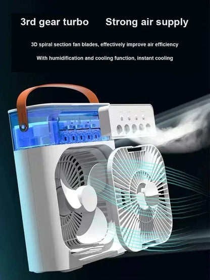 Portable Prime Deal Zone 3-in-1 air cooler with LED night light, humidifier, and adjustable fan for home and office use.