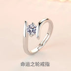 925 sterling silver zircon cocktail ring, geometric tension setting - view 6