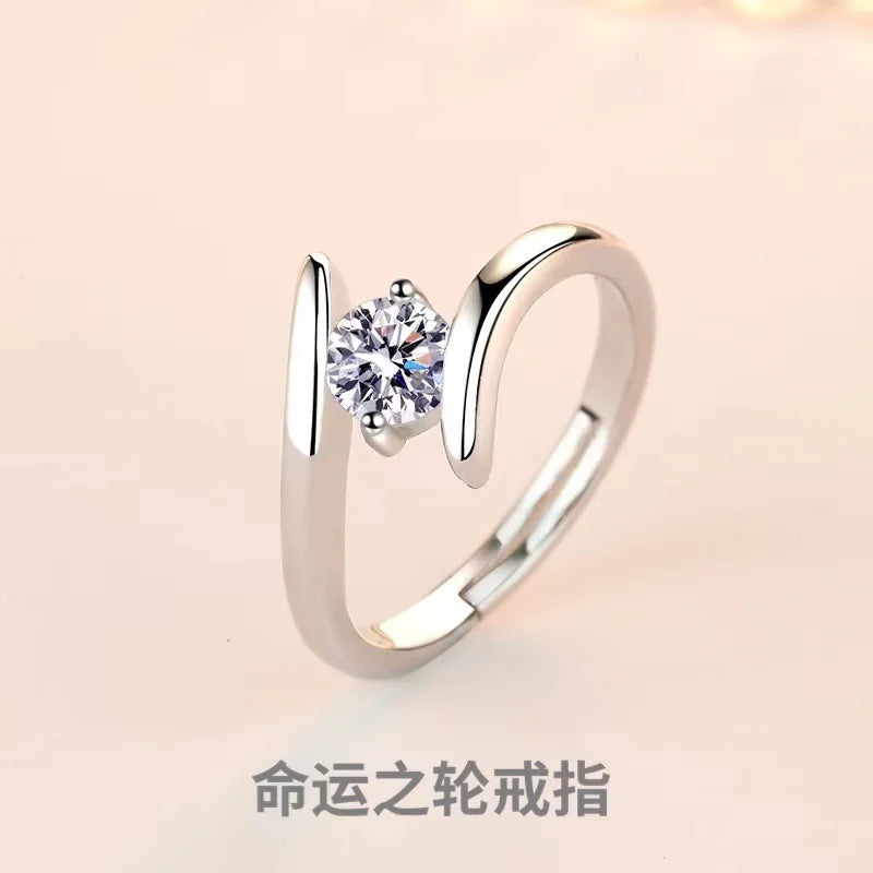925 sterling silver zircon cocktail ring, geometric tension setting - view 6