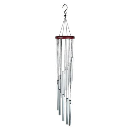 Gold and silver aluminum alloy wind chimes set with hook, featuring 12 tubes, suitable for outdoor home, wedding, or party decor.