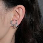 Y2K irregular liquid metal clip earrings - view 2