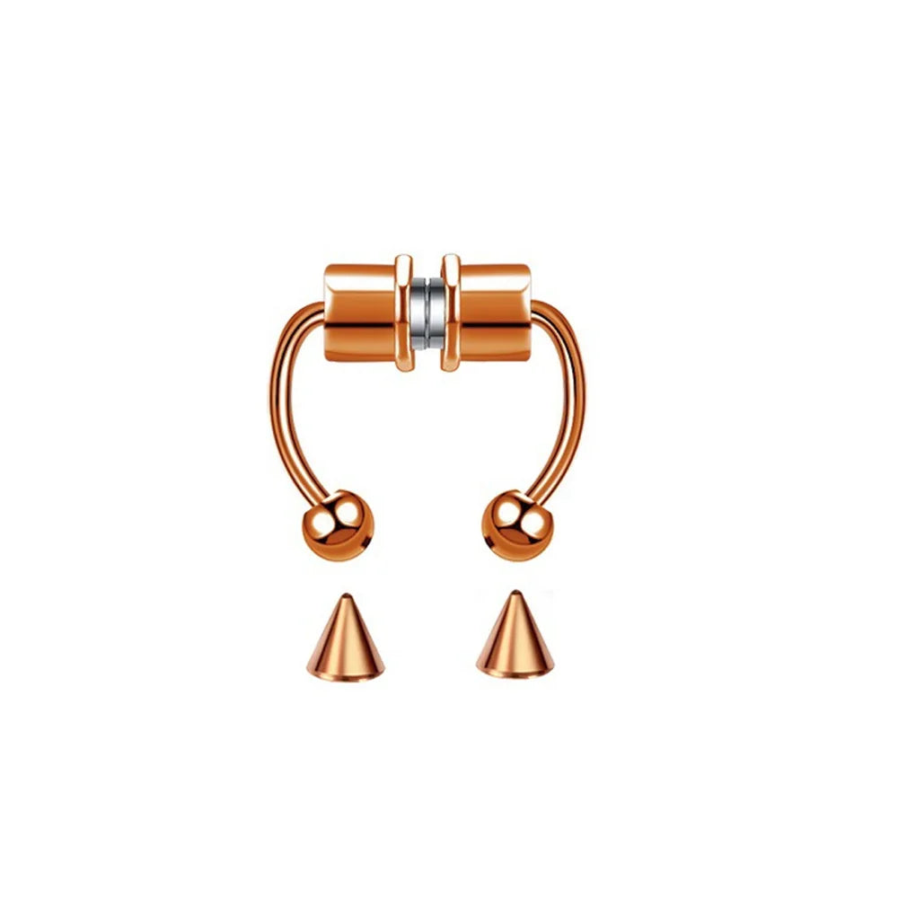 stainless steel fake septum nose ring clip, no piercing - view 5