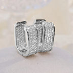 pave CZ hoop earrings, silver and gold tone - view 11